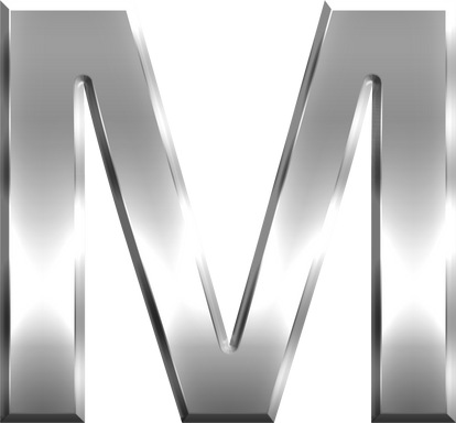 Sliver shiny Alphabet letter M